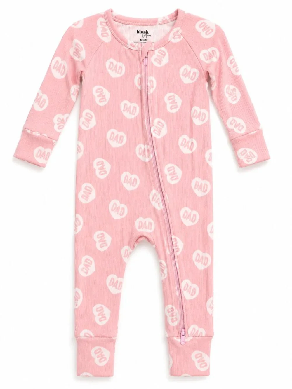 Blush Lotus Bamboo Ribbed Zippy Pajamas 6-12M Pink DAD Hearts